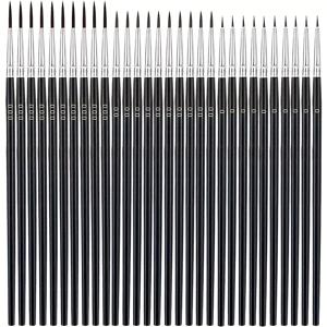 TEMU 미니어처 및 공예에 이상적인 #0, #00, #000 사이즈의 30개 미세 디테일 페인트 브러쉬 세트. 수채화, 아크릴, 유화에 적합한 나일론 브러쉬 모재 특징.