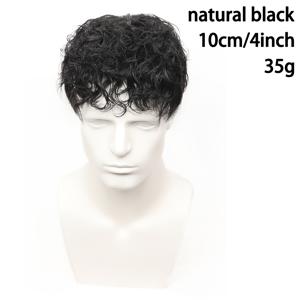 TEMU 남성용 자연스러운 인모 가발 - 컬리 웨이브 질감의 풀 볼륨 토퍼, 무지, 간편한 착용, 일상 및 공식 행사용, 남성용 자연스러운 모발 질감 가발, 다용도 헤어피스, 무 헤어피스, 안정적인 착용감 헤어피스
