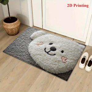 TEMU 귀여운 흰곰 패턴 미끄럼방지 욕실 매트 1개, 부드럽고 편안한 장식용 도어매트 – 실내/실외 사용 가능, 현관, 방, 주방, 세탁실에 완벽한 필수 홈 액세서리 & 크리스마스 선물|발매트