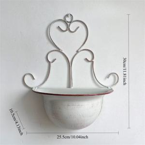 TEMU 1개 빈티지 메탈 벽걸이 꽃다발 바구니, 하트 모양 디자인 - 튼튼한 철제 실내/외 행잉 화분, 발코니, 정원, 파티오용|화분받침대