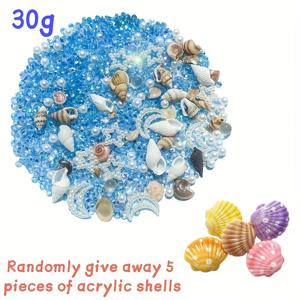 TEMU 30G 오션 테마 에폭시 레진, 모양, 플라스틱 껍데기, 별, 파란색 및 보라색 조개껍데기, 게, , 글리터 포함, 공예 주얼리, 홈 데코, 창작 프로젝트 및 미술 용품 제작용 - 모양 에폭시 레진 포함|슬라임