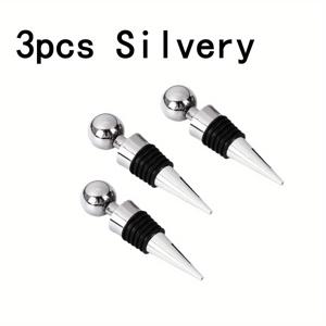 TEMU 3개 스테인리스 스틸 병 마개 세트 - 우아한 구형 디자인 & 받침대 포함, 음료, 결혼식, 크리스마스, 할로윈, 발렌타인데이에 적합 - 매니아, 야외 파티를 위한 이상적인 선물