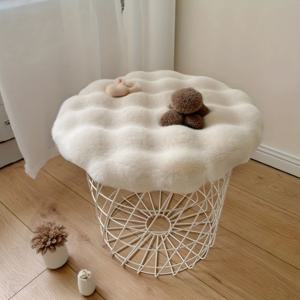 TEMU A 부드러운 인조 토끼 원형 쿠션/패드 (의자/스툴용)/따뜻한 좌석 쿠션/부드럽고 푹신함/식탁 의자/화장대/학생 긴 시간 앉는 패드/사무실 쿠션에 적합/다양한 색상으로 제공/미적 요소와 실용성의 완벽한 조화/A G|좌식테이블