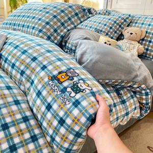 TEMU 1개 초극세사 플래드 플로럴 프린트 밀크 벨벳 이불 커버, 가을/겨울용 두꺼운 디자인, 부드럽고 따뜻하며 통기성 좋음, 베갯잇 또는 솜 포함되지 않음, 세탁기 사용 가능하고 관리 용이, 침실 및 게스트룸에 적합