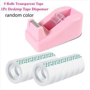TEMU 핸드 툴 세트, 오피스 문구 테이프 및 디스펜서 세트, 디스펜서 1개 + 투명 테이프 5롤, 발렌타인데이 선물 포장, 크리스마스 선물, 투명 테이프 리필 롤, 가정, 학교, 사무용품에 적합