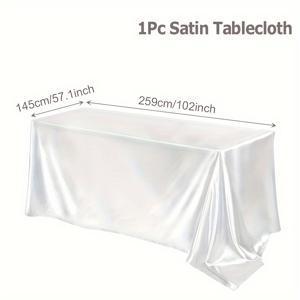 TEMU 1개 새틴 테이블 커버, 러스틱 웨딩 행사에 이상적, 약혼, 프로포즈, 기념일 생일 파티, 가정 식사 공간 및 호텔 레스토랑 장식에 적합, 단색 직사각형 디자인