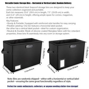 TEMU 접이식 블랙 파이어 코믹북 보관 아카이브 박스 (뚜껑 포함)