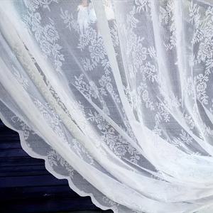 TEMU 1pc 우아한 화이트 레이스 투명 커튼 - 침실, 거실 및 식당용 꽃무늬 반투명 창 커튼, 막대 포켓 디자인, 기계 세탁 가능, 거실용 커튼