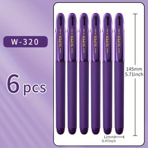 TEMU [WQN] 유니크한 보라색 롤러볼 펜 3개/6개, 빠른 건조 보라색 볼펜 문구, 펜촉 1.0mm, 보라색 잉크, 부드러운 필기, 대용량 리필, 단단한 펜 펜