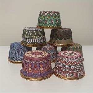 TEMU 50개, 아라비아 머핀 컵, 일회용 컵케이크 컵, 빈티지 프린트 종이 컵케이크 라이너, 머핀 금형, 베이킹 도구, 주방 가전제품, 주방 용품