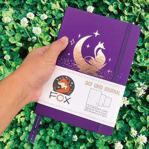 TEMU 신비한 보라색 여우와 달 점선 저널 스케치북 160gsm 두꺼운 종이 160 도트 그리드 페이지 번호 P 1 - P 160