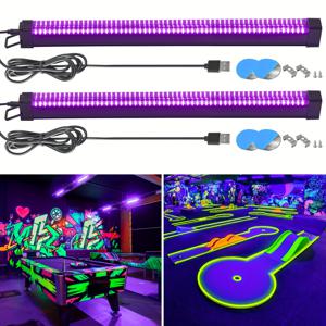 TEMU 2피스 15W USB UV 블랙 라이트 조명, 형광 태피스트리 포스터, 바디 페인트, 할로윈/크리스마스/ 데이 장식, 크리스마스 파티에 적합, 캐비닛에 쉬운 설치를 위한 자석 흡착/버클 설치