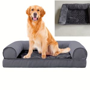 TEMU 커버가 탈착 및 세탁 가능한 쿠션이 있는 대형 강아지 침대, 미끄럼 방지 바닥, 딥 그레이 색상