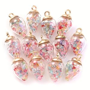 TEMU 10개/세트 투명 물방울 비즈 라인스톤 내장 패션 유리 비즈 반짝이는 작은 비즈 여성용 귀걸이 목걸이 만들기