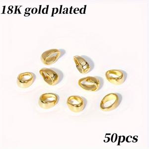 TEMU 18K 금도금 패션 펜던트 핀치 후크 커넥터 50개입, 넥슬레이크 펜던트 고정용 두꺼운 눈물방울 걸쇠, 고품질 주얼리 제작 부품