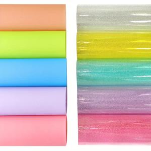 TEMU 10개/세트 젤리 비닐 캔디 컬러 반짝이 PVC 인조 가죽 DIY 공예용 재료, 투명 비닐 가방 및 머리띠 만들기 소재