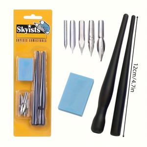 TEMU 1세트, 만화 도구 만화 펜 팁 펜 세트 (애니메이션 일러스트레이션용), 5개의 팁, 홀더 2개, 지우개 1개 포함 다기능 드로잉 도구 키트, 신학기 미술 용품, 귀여운 문구류, 학교 색상 및 용품