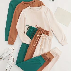 TEMU 여성용 스포츠웨어 세트 3종, 패브릭 소재