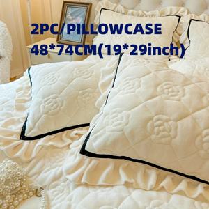 TEMU 2개 밀크 벨벳 베개 커버 (솜 미포함) 부드럽고 편안한 원단으로 제작된 퀼팅 베개 커버, 땀 흡수 및 통기성이 뛰어납니다.