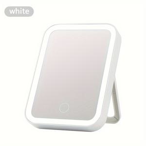 TEMU USB 충전 메이크업 거울 여성용 데스크탑 LED 라이트 접이식 휴대용 소형 거울 기숙사 네트워크 레드 메이크업 거울