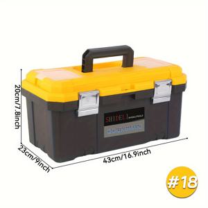 TEMU 하드웨어 및 전기 다기능 공구용 옐로우 휴대용 공구 상자, 15 x 18인치