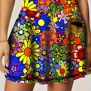 TEMU 여성 플로럴 프린트 플리츠 배드민턴 및 테니스 스커트 (내장 반바지 포함), 러닝, 피트니스, 요가, 야외 스포츠 및 골프에 적합. 속건성, 통기성이 뛰어난 원단으로 제작된 생생한 운동용 미니 스커트, 다양한 색상으로 제공됩니다.