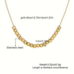 TEMU 우아한 빈티지 스타일 18K 금도금 스테인리스 스틸 목걸이 20개의 구슬 포함 - 여성을 위한 세련된 스네이크 본 체인 펜던트, 일상 및 휴가에 적합 - 모든 계절 없는 주얼리