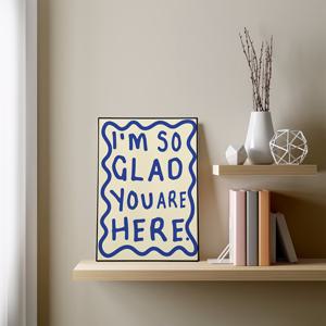TEMU 긍정적인 확언 벽 예술: '여기 계셔서 정말 기뻐요' 캔버스 프린트 - 액자 미포함 - 침실, 거실 및 복도용 홈 데코 - 겨울 장식 - 휴일 선물