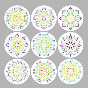 TEMU 9피스 만다라 패턴 스텐실 세트, 재사용 가능한 플라스틱 스텐실, DIY 공예용, 종이, 벽 캔버스 및 플라스틱 표면용 일반 패턴 페인팅 템플릿