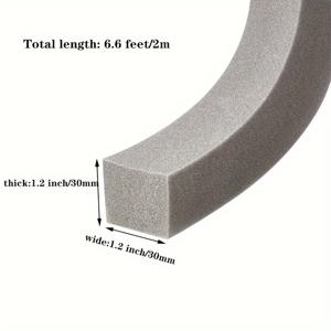 TEMU 6.6피트 비접착 폼 테이프 에어컨용 - 방수, 방진 밀봉 스트립, 방음 PU 스펀지, 문 & 창문 단열에 이상적 - 1.2인치 폭 x 1.2인치 두께 x 검정/회색