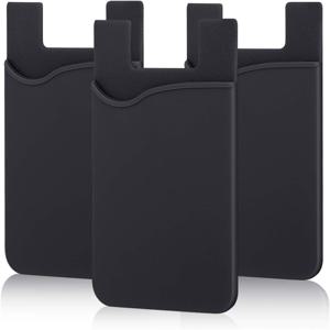 TEMU 휴대폰용 새로운 디자인 접착 카드 홀더 3개 세트, ID/신용 카드용 실리콘 지갑, iPhone 15, 14, 13, 12 Pro Max, iPad, Samsung Galaxy 및 태블릿과 호환되는 자가 접착 파우치 - 블랙|아이패드파우치