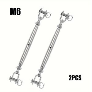 TEMU 2-Pack 304 스테인리스 스틸 턴버클, M6 헤비 듀티 리깅 스크류, 조 및 조 케이블 텐셔너, 조절 가능한 폐쇄형 바디 와이어 로프 텐션 턴버클