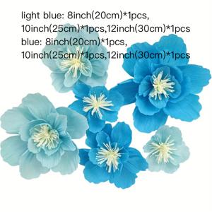 TEMU 벽 장식용 크레페 종이 꽃 결혼식 꽃 생일 파티 꽃 배경 장식 (블루 파티)