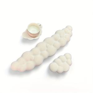 TEMU 3개 데스크탑 컴퓨터 키보드 및 마우스 손목 패드 세트 - 메모리 폼 소재의 인체공학적 마우스 패드, 게이밍 및 사무용으로 적합, 홈 노트북 마우스 패드로 간편한 타이핑, 블랙 앤 화이트 손목 지지 세트