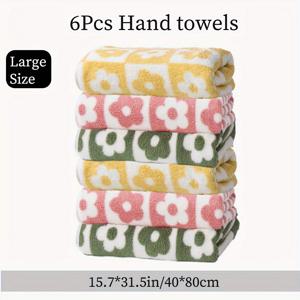 TEMU 6개 꽃무늬 핸드 타월 세트 - 울트라 소프트 마이크로화이버, 300GSM, 샤워, 체육관, 호텔, 사우나용으로 고흡수 및 편안함 - 다양한 색상 옵션|수건|샤워커튼