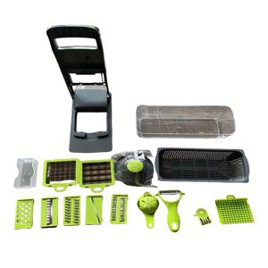 TEMU 16-in-1 야채 다이서 - 다기능 수동 슬라이서, 용기 포함 주방 야채 커터, 양파, 당근, 마늘 슬라이싱에 적합 - 드레인 바구니가 있는 무선 플라스틱 주방 가제트 세트|마늘다지기