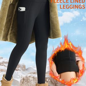 TEMU 새로운 가을/겨울용 기모 안감 요가 바지, 편안한 실내 운동 바지 (포켓 포함), 고탄력 야외 요가 레깅스, 운동, 러닝 및 쉐이핑 여성 스타일 팬츠를 위한 두꺼운 타이츠.