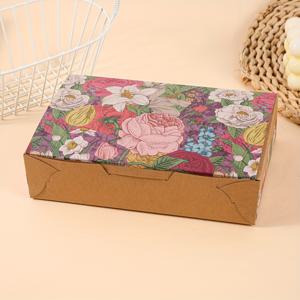TEMU 남녀를 위한 선물 10개 빈티지 플로럴 프린트 플립형 뚜껑이 있는 사각 디저트 상자 - 페이스트리, 달콤한 달걀, 토핑, 파티 선물 및 모임에 적합한 다용도 크라프트 종이 페이스트리 용기