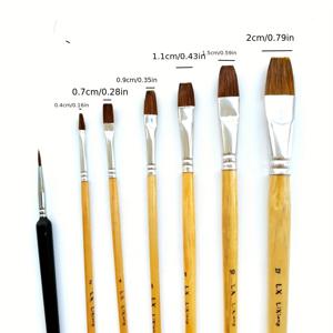 TEMU 7개 덩굴뱀 그림용 브러쉬 | 혼합 동물 털, 과슈, 수채화에 적합, 호박 손잡이