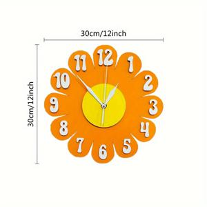 TEMU 1개 글로틱 12인치 무소음 벽시계 - 오렌지/레드 꽃무늬 디자인의 모던 팜하우스 장식, 배터리 구동(AA 미포함) - 거실, 주방, 사무실, 크리스마스, , 새해 장식용 - 읽기 쉬운 대형 숫자 - 내구성 있는 아크릴 구조, 주방 시계, 러스틱 매력, 고품질 마감, 홈 , 거실 벽시계