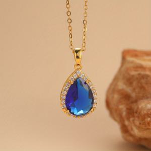 TEMU 1개 물방울 목걸이 - 파티, 2월 생일 & 선물용 - 레트로/모던 스타일 합성 2월 탄생석 펜던트, 일상 및 특별한 날에 어울리는 액세서리