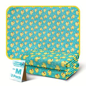 TEMU 노란 오리 패턴, 세탁 가능, 재사용 가능한 애완동물 소변 패드, 빠른 흡수, 미끄럼 방지 업그레이드된 애완동물 훈련 매트, 대형/초대형 사이즈 1개 또는 중형 사이즈 2개, 적합|배변패드