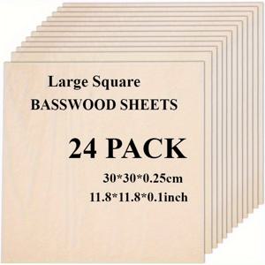TEMU 공예에 이상적인 24개 베이스우드 패널 세트. 부드러운 표면과 사각형 모양으로 특징되며 레이저 커팅, 우드 버닝, 건축 모델 제작 및 스테인링에 적합합니다.