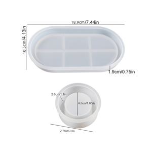 TEMU 2개/세트 타원형 트레이 실리콘 몰드 DIY 둥근 촛대 에폭시 수지 몰드 수제 석고 시멘트 공예 보관 받침대 촛대 몰드 가정 장식 만들기 용품