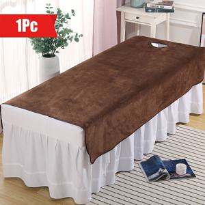 TEMU 얼굴 구멍이 있는 고급 두꺼운 플러시 마사지 테이블 시트 - 폴리에스테르, 무향, 미용실 및 스파 트리트먼트에 완벽