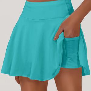 TEMU 여성용 스타일리시 스포츠 미디 스커트, 통기성 좋고 편안한 여름용 숏 스커트, 우아하고 세련된 디자인, 노출 방지용 속옷 및 포켓 포함, 휴일 선물로 완벽, 캐주얼하고 패셔너블한 다용도 스커트-바지