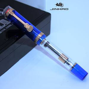 TEMU 1개 진하오 1935 만년필, 기타 클립이 있는 블루 아크릴, 대형 컨버터, 서예용 잉크 펜 (F/M 펜촉) - 깃털 없음, 만년필 수집용|기타 클립 펜|아크릴 바디 펜|캘리그라피