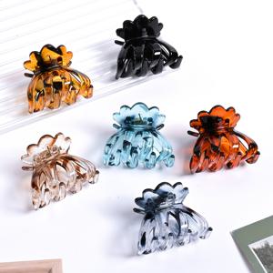 TEMU 6개 젤리 컬러 프린트 반투명 여성용 헤어 액세서리 호박 모양 헤어 클립 패셔너블하고 고급스러운 하프 브레이드 상어 클립 헤어 클로 클립