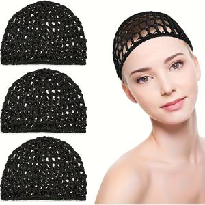TEMU 3개 세트 코바늘 헤어 넷, 여성용 수면용 부드럽고 재사용 가능한 메시 캡, 머리를 정리하는 데 적합. 여성 및 크리스마스 장식 선물로 이상적