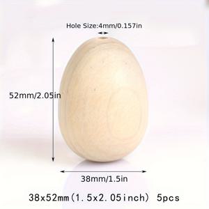 TEMU 38x52mm(1.5x2.05인치) 5pcs 자연 목재 계란 비즈 공 무연 목 재배치 둥근 비즈 보석 만들기 팔찌 DIY 수제 부활절